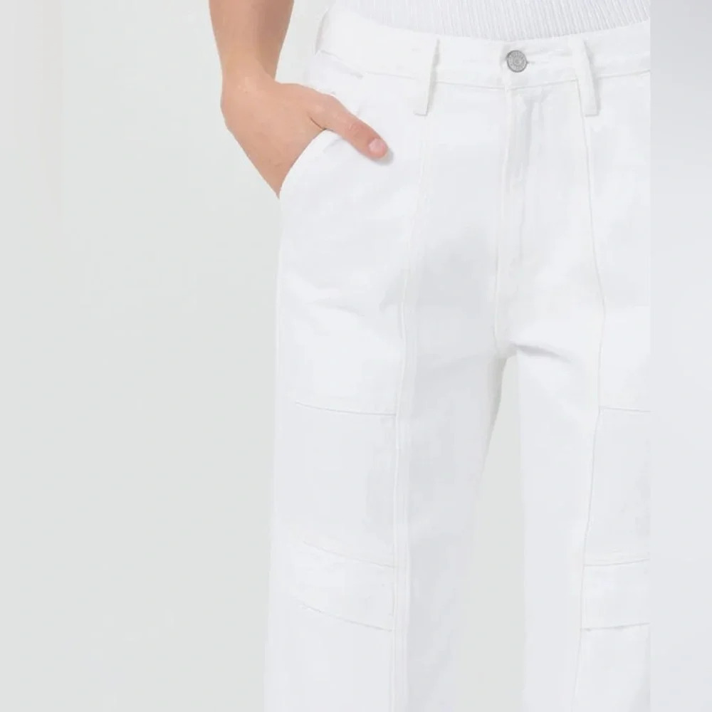 NWOT AGOLDE Cooper Cargo Jeans Milkshake White Denim Casual Women’s 25 - Picture 3 of 13